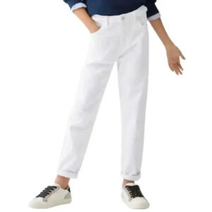 Mango White Girls Braided Belt Jeans Denim Cotton Pants Kids Size‎ 10 NWT